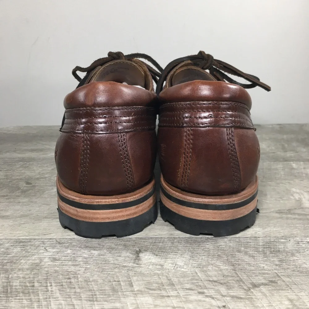 Men's Hudson Leather Campmoc Lug Sole Boat Lace Up Slip On Lug Shoes Size 11.5